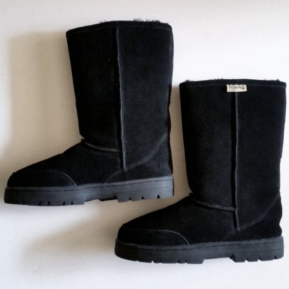Women's Black BearPaw Suede Sheepskin Lined Boots